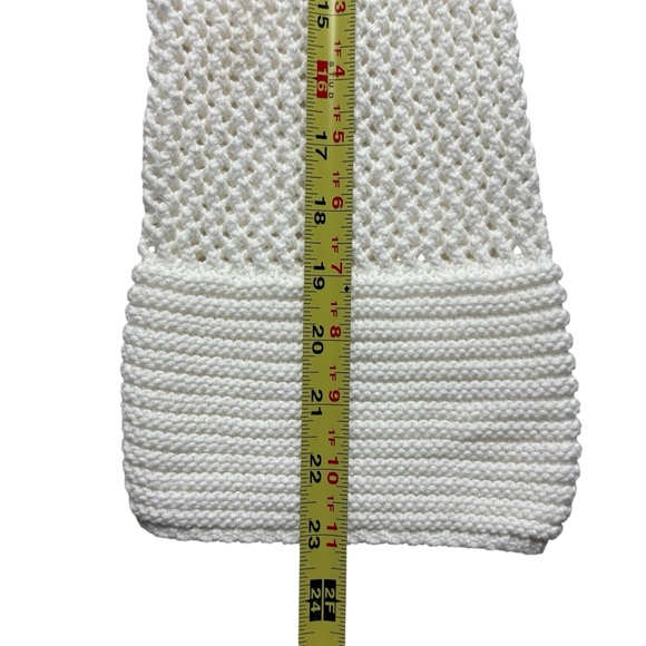 Soft Surroundings Open Knit Cropped Cardi Cardigan Size M White One-Button Front - Picture 8 of 10